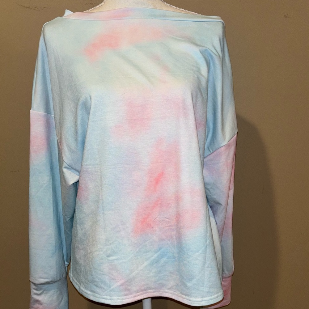 Tie-dyed – pink and blue pastel long sleeve shirt